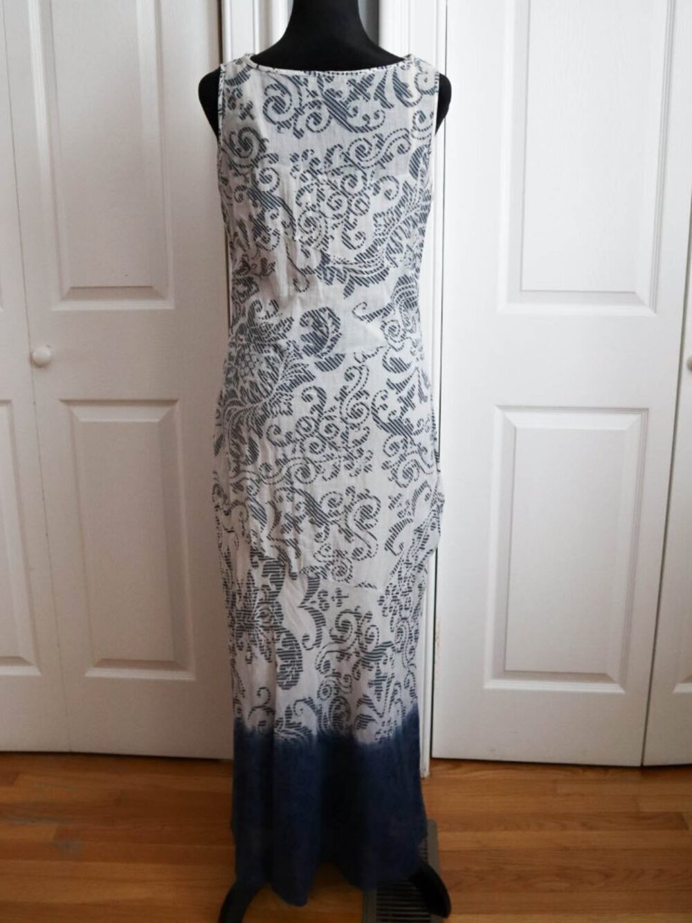 Alberto Makali Gauzy Cotton Maxi Dress Dip Dye Hem Sz Medium Boho Coastal